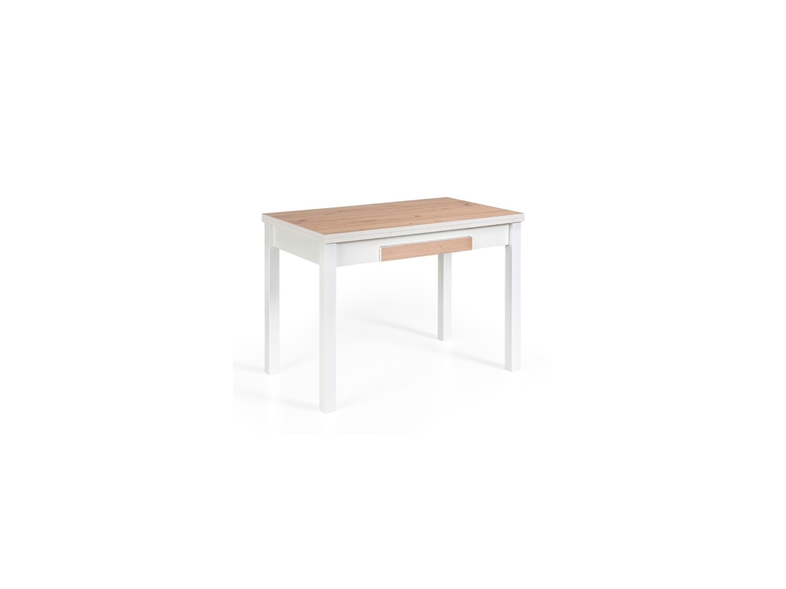 Mesa de Cozinha Extensível Noli MOMMA HOME Robley Acabamento em Madeira Branco 100-160x60x60x76H Cm