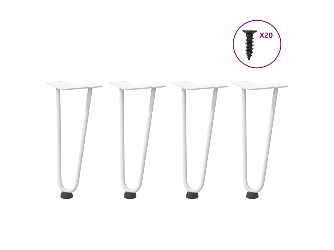 Vidaxl Pernas De Grampo Para Mesa De Centro 4 Peças, Branco, 30 Cm, Aço Maciço