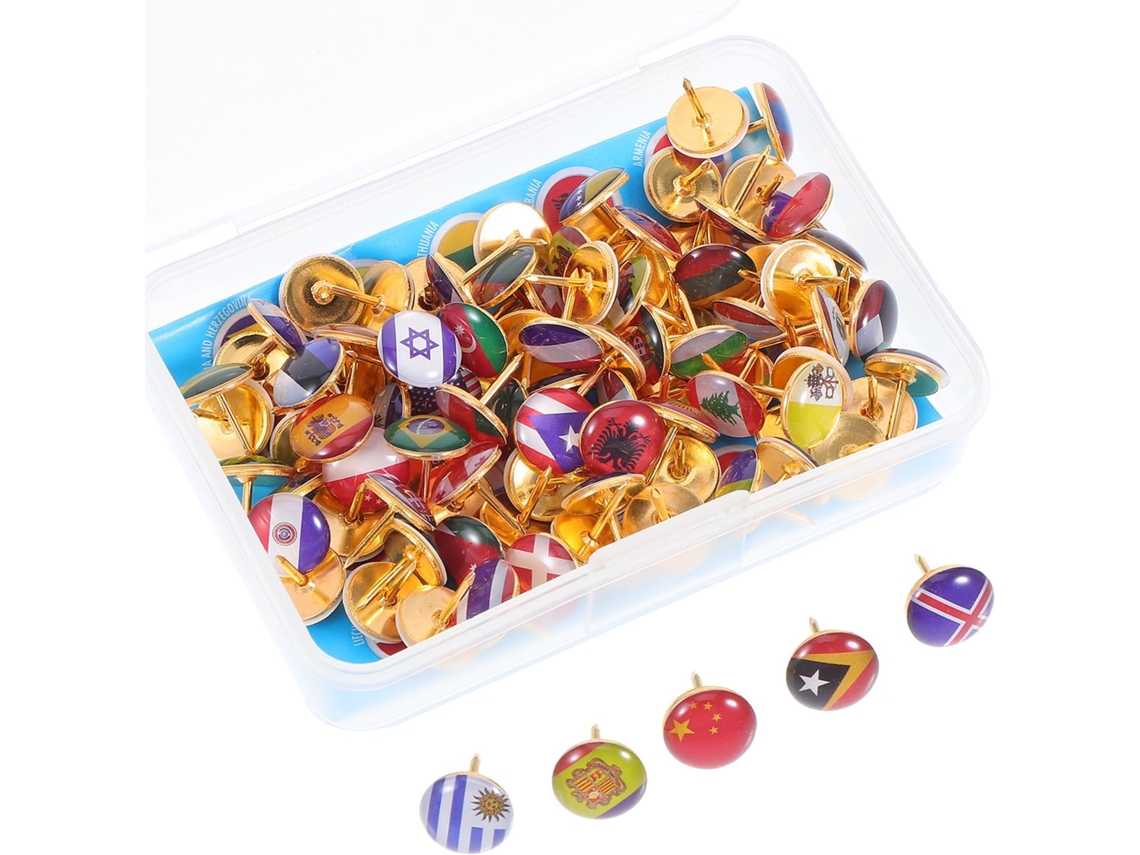 Shineofi 100-tachinhas de Liga Zinco, Design de Bandeira, Duráveis E Protetoras para Quadros de Cortiça em Casa No