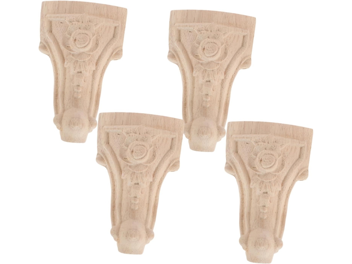Sewacc Conjunto De 4 Pés Móveis Entalhados Em Madeira Maciça Para Sofá, Cômoda E Mesas Pés De Reposição Elegantes Para