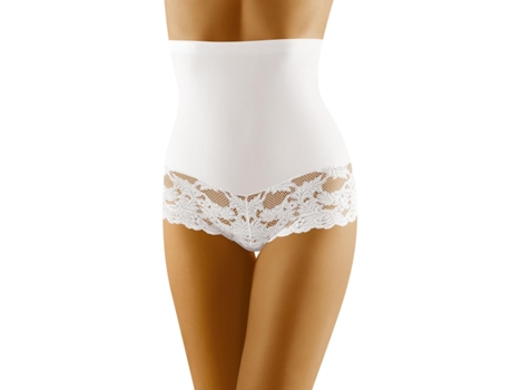 Slips de Mulher WOLBAR Hipster Corpete Alta Modelador Renda Branco (M)