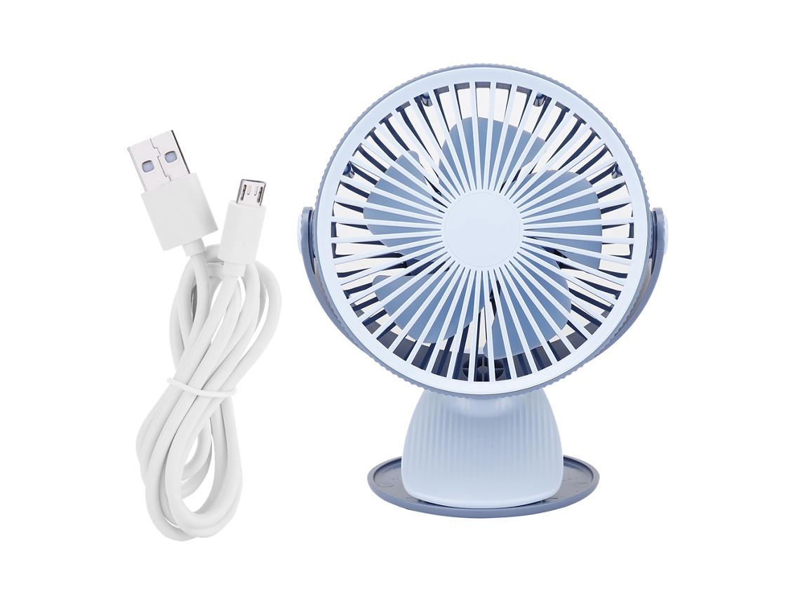 Ventilador Portátil Mini Usb Clipável Azul Ajustável Velocidade