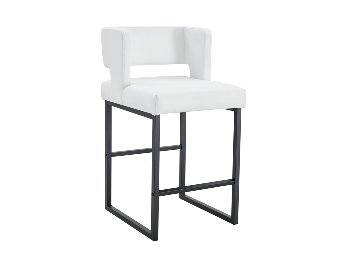 Conjunto de 2 cadeiras Nordic Windbar brancas, design moderno quadrado, pés de metal preto, leves e confortáveis PAPRIKA | PAPRIKA