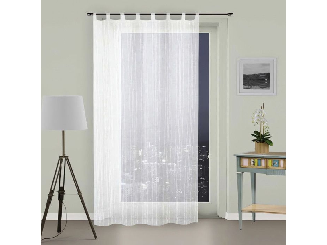 Cortina Soleil D'ocre Maélis Com Pernas - 135x250 Cm - Branco E Cinza