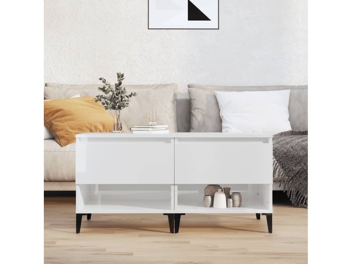 Vidaxl Mesas De Apoio 2 Pcs 50x46x50cm Deriv. Madeira Branco Brilhante