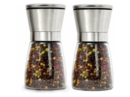 Conjunto De 2 Moedores De Pimenta E Sal Recarregáveis ​​em Aço Inoxidável Aquaforge