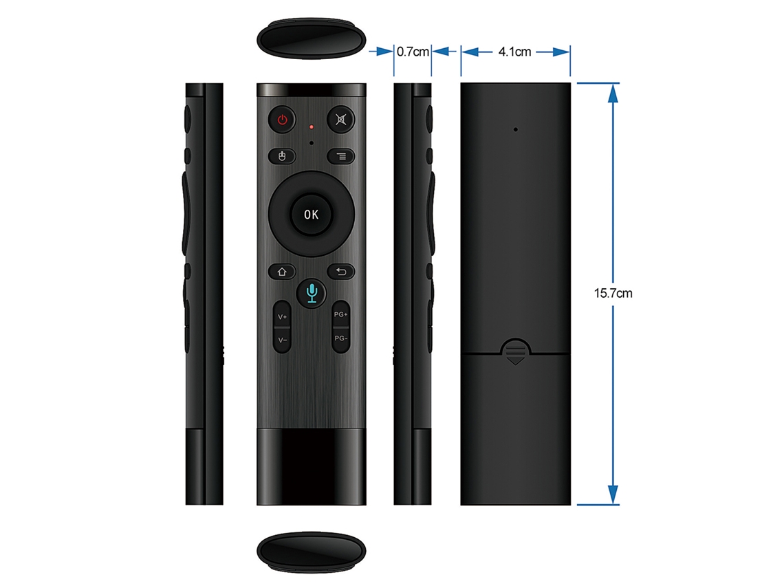 Control remoto inalámbrico 2.4G con función ratón y entrada de voz para Smart TV, Android TV, PC y proyector | S/MARCA