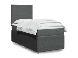 Cama Com Molas/colchão 100x200 Cm Tecido Cinza-escuro