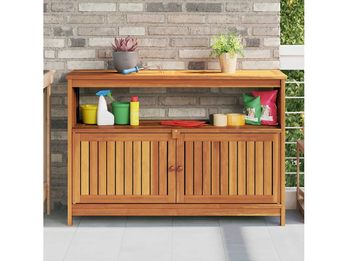 Vidaxl Mesa Consola Para Jardim 110x35x75 Cm Madeira De Acácia Maciça