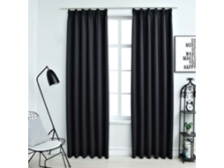 Vidaxl Cortinas Blackout Com Ganchos 2 Pcs 140x245 Cm Preto