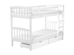 Beliche Com Gavetas Para Crianças Beliani Revin De Madeira De Pinho Branco 90x200