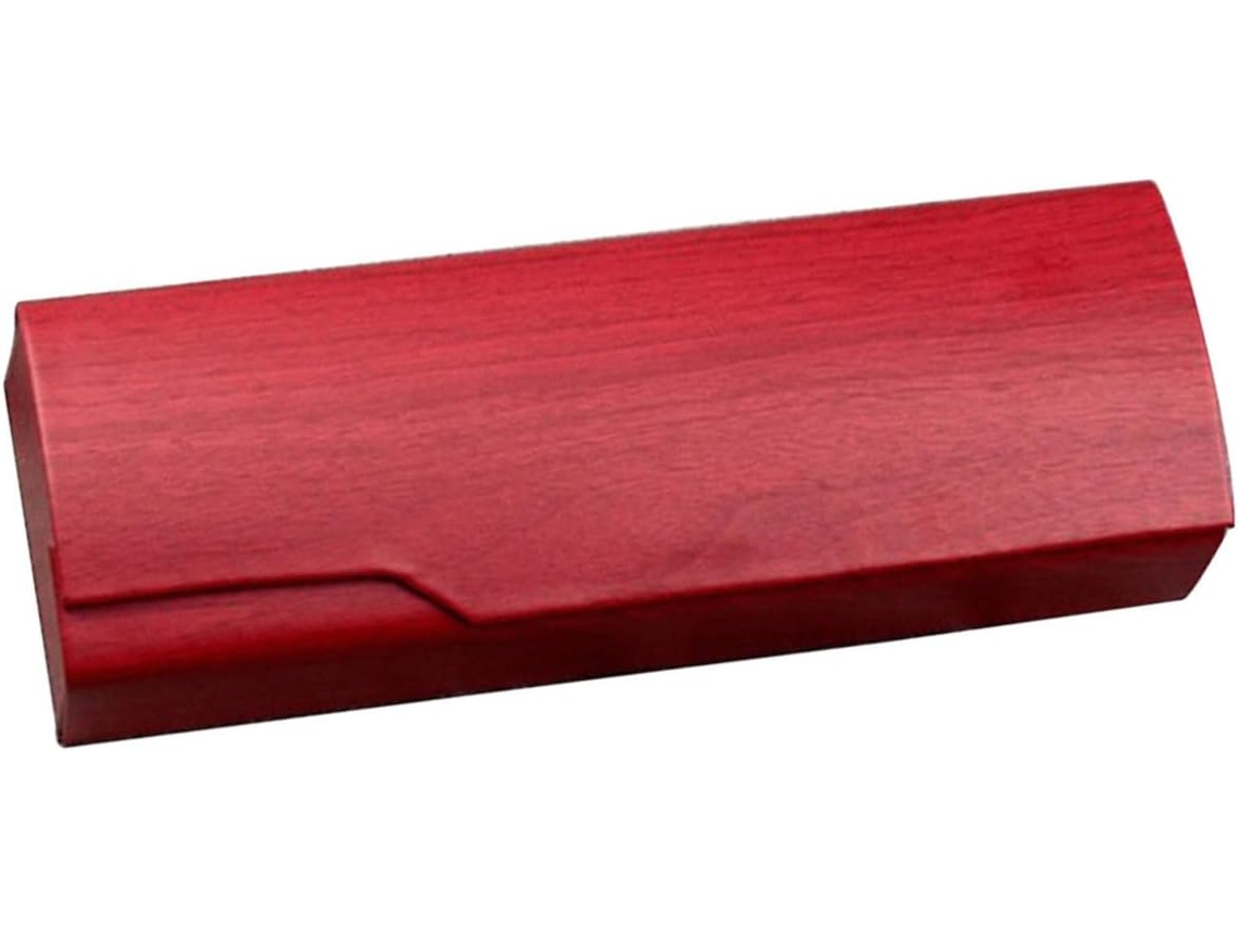 Capa para óculos com estampa de madeira vermelha, rígida, fácil de limpar e durável.