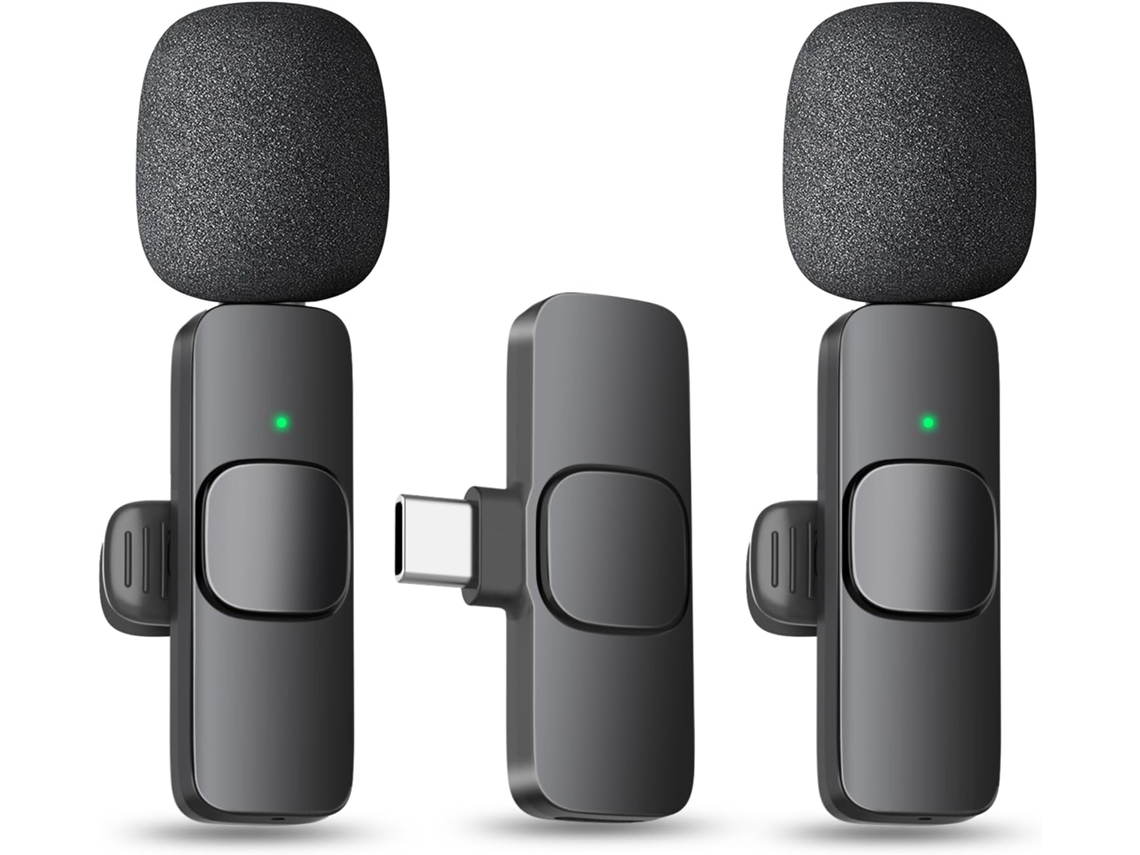 Microfone De Impacto Lapela Sem Fio Modelo Mais Recente 2025 Para Iphone Android E Laptop Microfones Bt Mini Telefone Gravação Vídeo 2 Aquaforge