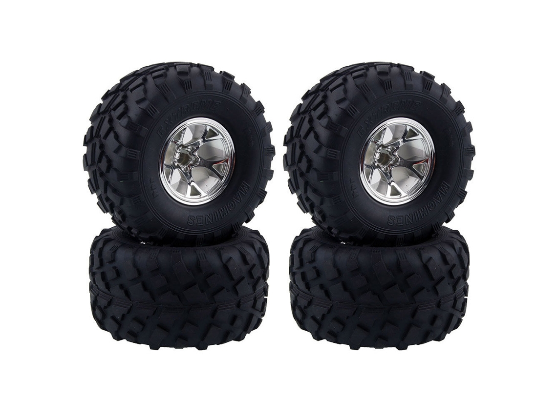 Conjunto de 4 Rodas de Plástico Austar Prateadas para Carros Rc Crawler 1/10 Hsp Hpi. MDUG