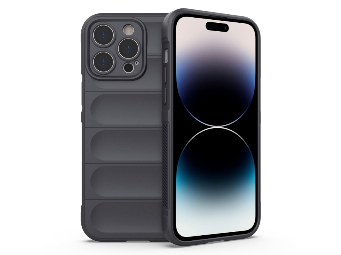 Capa Halinuia Para Iphone 14 Pro Max Magic Shield Tpu Cinzento Escuro (proteção Integral, Interior Em Flanela)