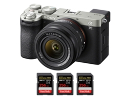 A7c Ii Prateado + Fe 28 60mm F/4 5.6 + 3 Sandisk 256gb Uhs ii 300mb/s Máquina Fotográfica Híbrida + Ebook Pricedirect SONY