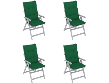 Conjunto 4 Cadeiras de Jardim  Reclináveis c/Almofadas 3065397 (57x69x111 cm - Madeira de Acácia)