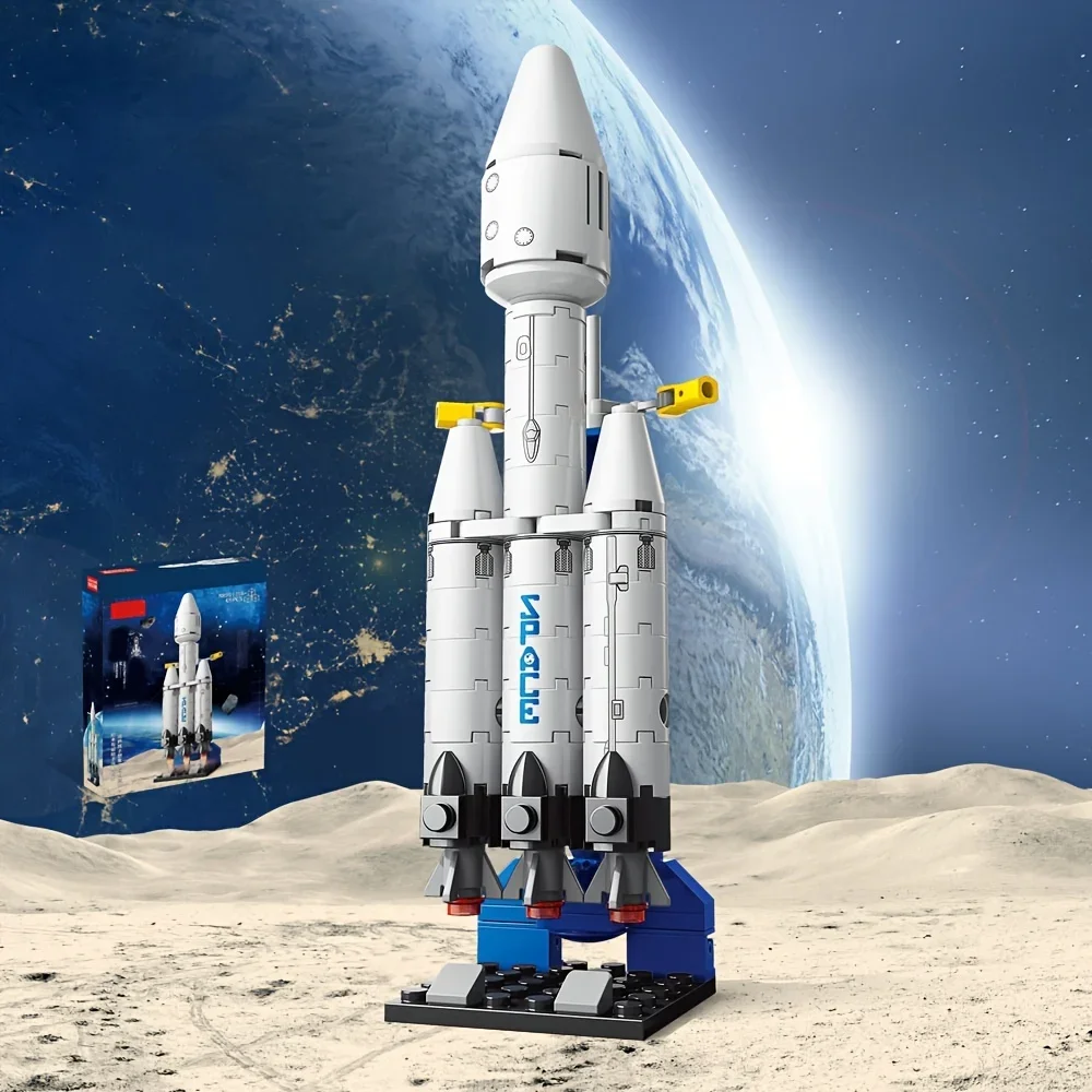 (69 Peças) Kit De Montagem De Foguetes E Naves Espaciais - Estação Espacial - Blocos Para Montar