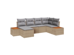Conjunto 6 Sofá De Jardim Vidaxl Bege Vime Pe (264 X 154 X 69 Cm)