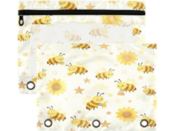 Pastas De Fichário Transparentes Com Estampa Girassol E Abelha, Tamanho Grande E Resistente, Com 3 Argolas, Para