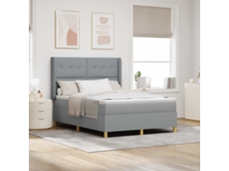 Vidaxl Cama Box Com Fitas Led Cinzento-claro 160 X 200 Cm Tecido