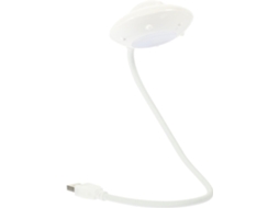 Luminária de mesa USB em formato de disco Voador com LED branco, luz de leitura noturna, estrutura em ABS e metal, ideal para
