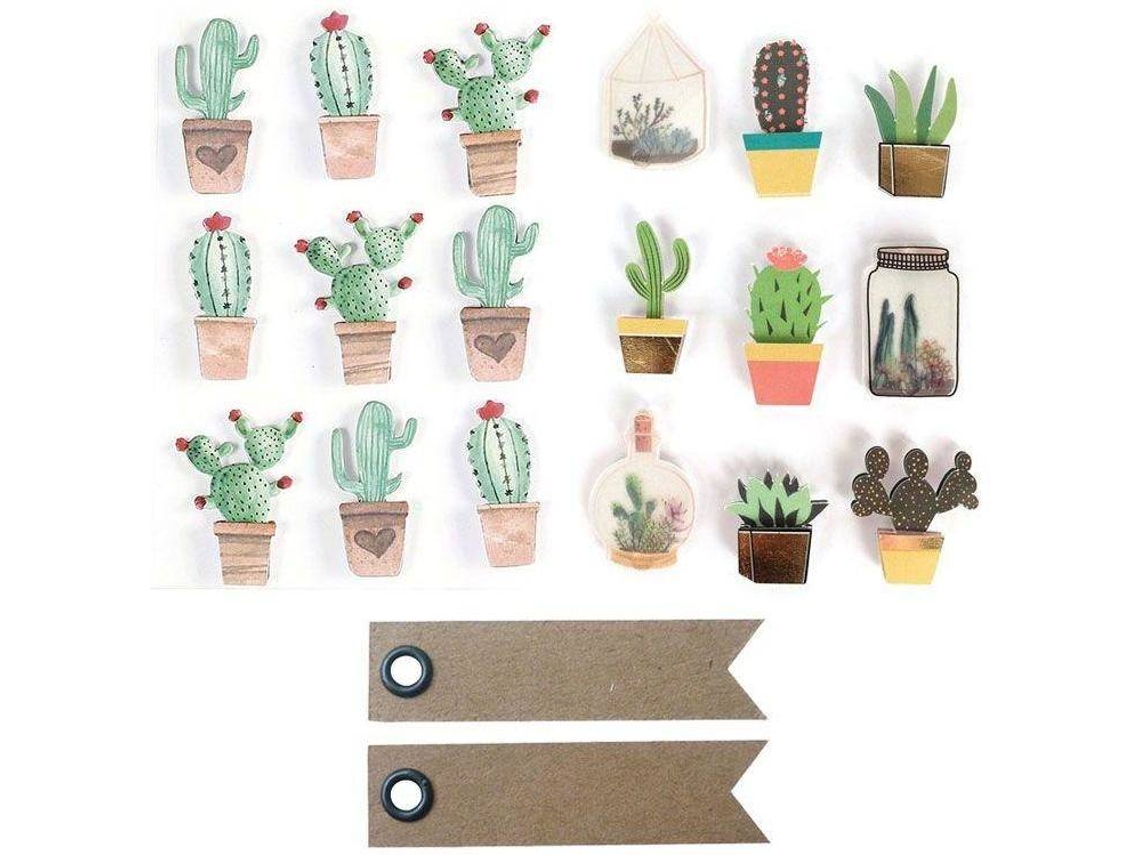 Adesivos + Etiquetas GRAINE CRÉATIVE 3D Cactos Kraft