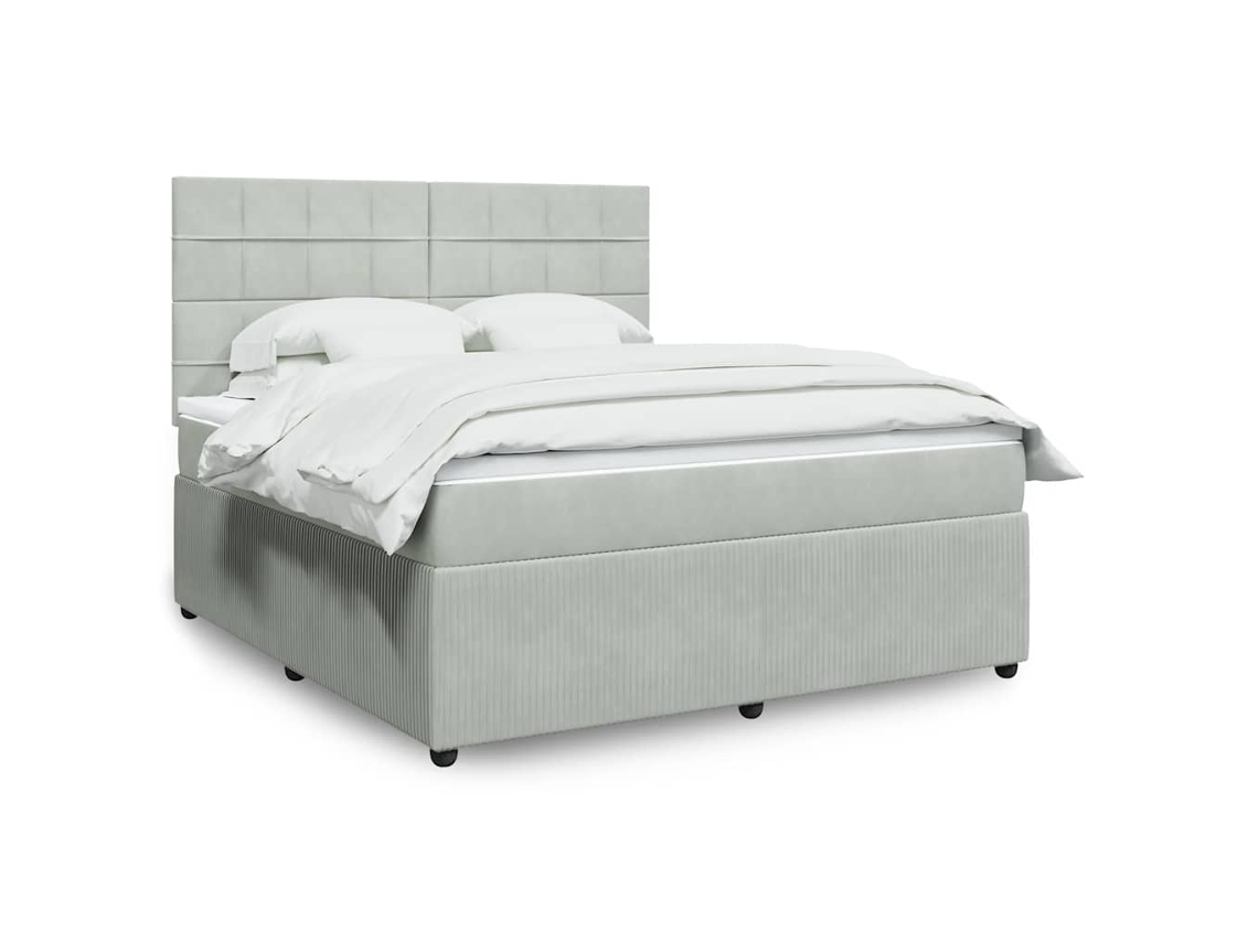 Vidaxl Cama Com Molas/colchão 180x200 Cm Veludo Cinzento-claro