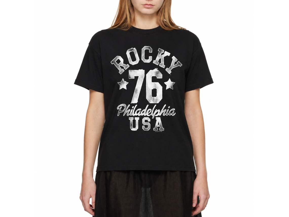 Rockinstone Rocky Movie Splotch Black Adult T-shirt Size:l