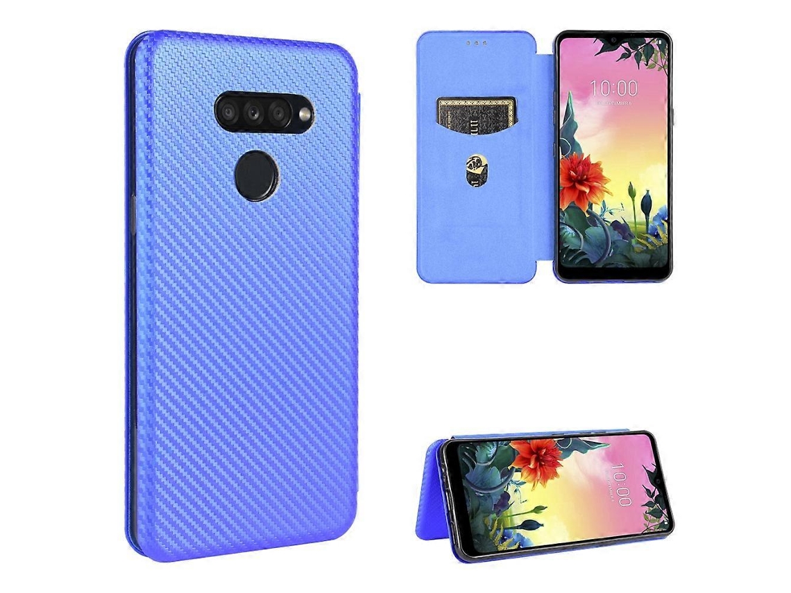 Capa De Tpu Pc Couro Pu Com Textura De Fibra De Carbono E Slot Para Cartão Para Lg K50s