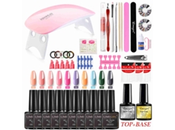 Kit Iniciante De Esmalte De Unhas Gel Colorido Com Lâmpada Uv E Ferramentas De Manicure