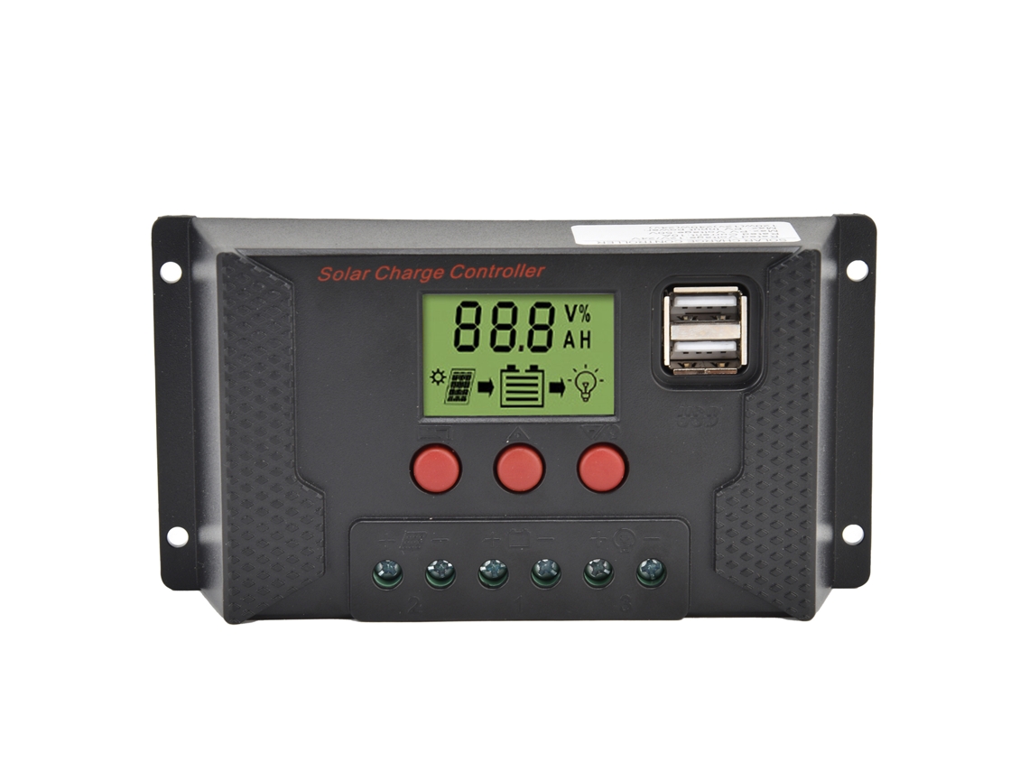 Controlador de Carga Solar Pwm 12v 24v 10a, com 2 Portas Usb, Regulador de Bateria S/MARCA