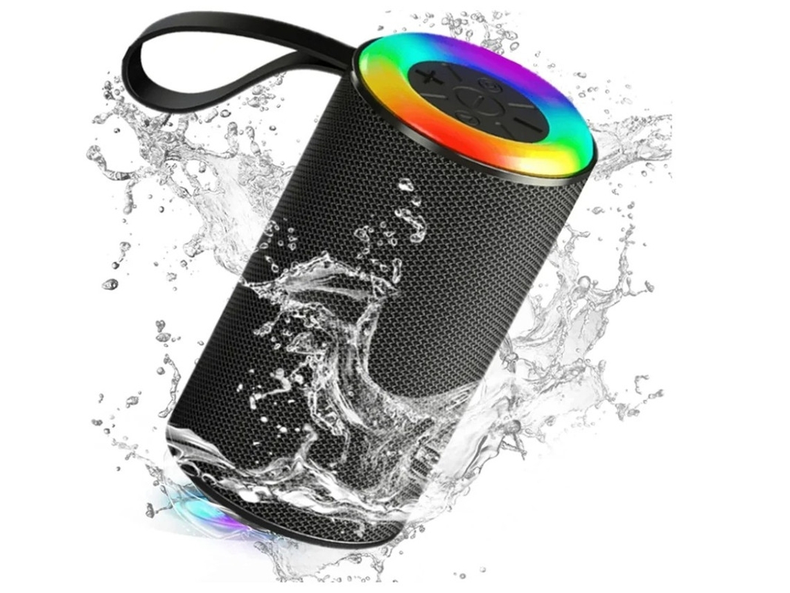 Alto Falante Bluetooth Portátil Ipx5 À Prova Dágua Emparelhamento Duplo Bluetooth 5.3 Com Microfone Integrado/luzes Rgb/cartão Tf Preto Yizhood