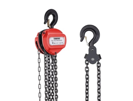 Talha De Corrente Manual Com Gancho Para Cargas Pesadas, 2 Toneladas, Altura De Elevação 5 M, Vermelha Teeno