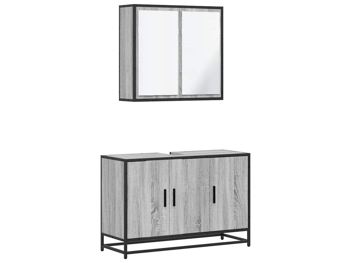 Conjunto de 2 Móveis para Banheiro em Madeira Sonoma Cinza MAISON EXCLUSIVE