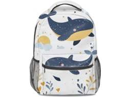 Mochila Com Estampa De Baleia Azul E Céu Estrelado, 40,6 Cm, Escolar, 3d Desenho Animado Para