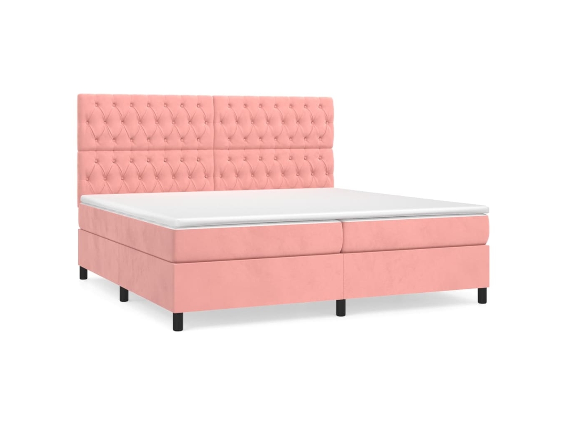 Cama com Molas/colchão 200x200 Cm Veludo Rosa MAISON EXCLUSIVE