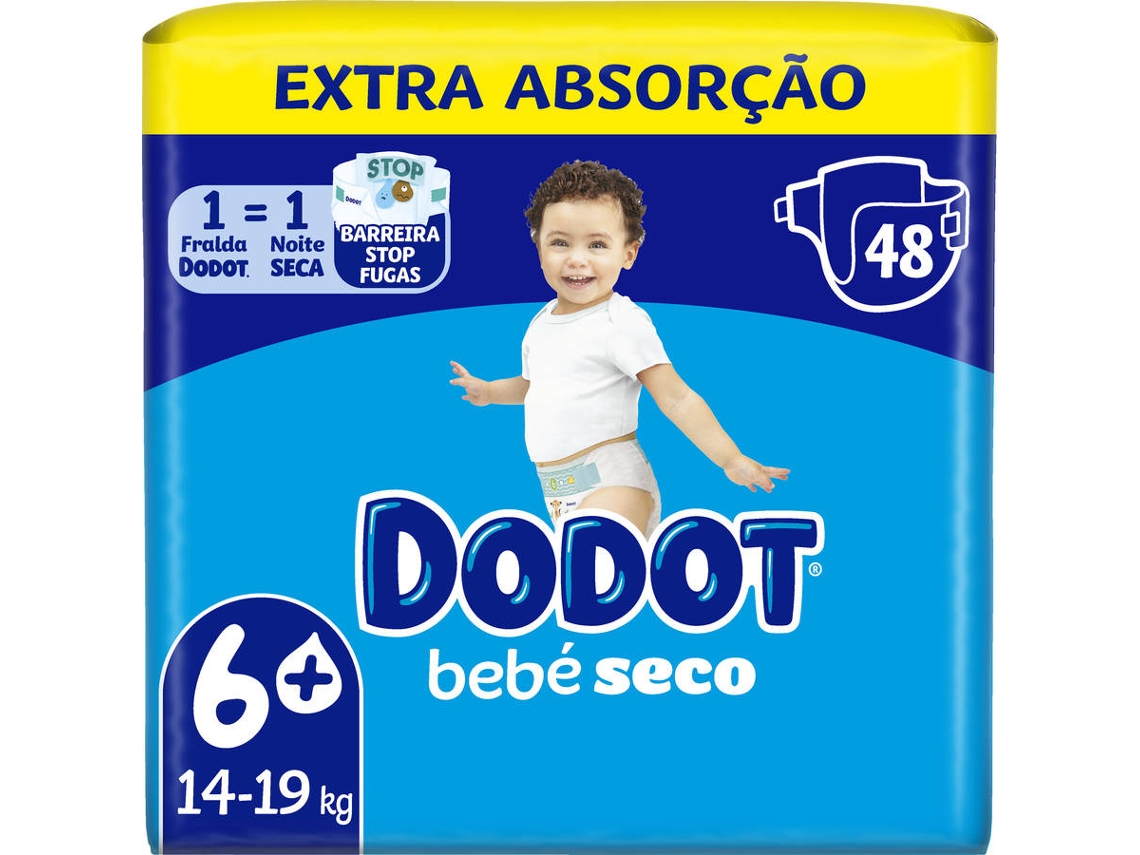 Fraldas Bebé Seco Extra +14kg T6+ DODOT emb. 48 un