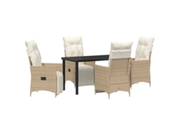 Conjunto 5 De Jantar De Jardim Vidaxl Com Almofadas Bege Rattan Poliéster