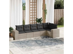Pcs Conj. Sofás Jardim Com Almofadões Vime Pe Cinzento Claro Dkd Home Decor