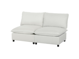 2-sitzer-sofa, 146 Cm Sofá Modular Em Couro Artificial Com Assento Largo E Profundo, Almofadas Grossas, Montagem Simples, Cinza