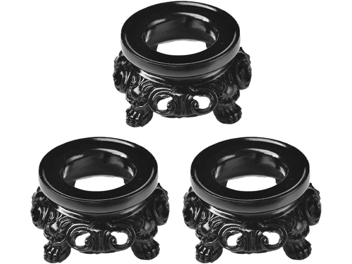 Base Preta Ciieeo Para Bolas De Cristal 3a 4cm, Pedestal Decorativo Vazado Em Resina, Conjunto De 3 Peças Para Decoração
