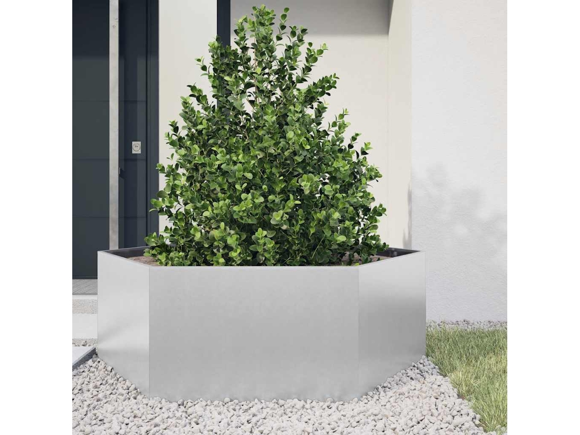 Vidaxl Vaso/floreira De Jardim Hexagonal 138x120x45 Cm Aço Galvanizado