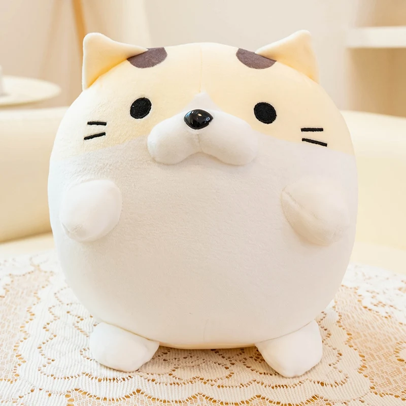 (amarelo, 20 Cm) Brinquedo Pelúcia Gato Fofo Cartoon, Boneca Gato Redondo e Gordinha