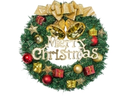 Guirnalda De Navidad Artificial De Pino De 13 Pulgadas Con Laço, Sinos Y Venado Para Decoración Interior Y Exterior