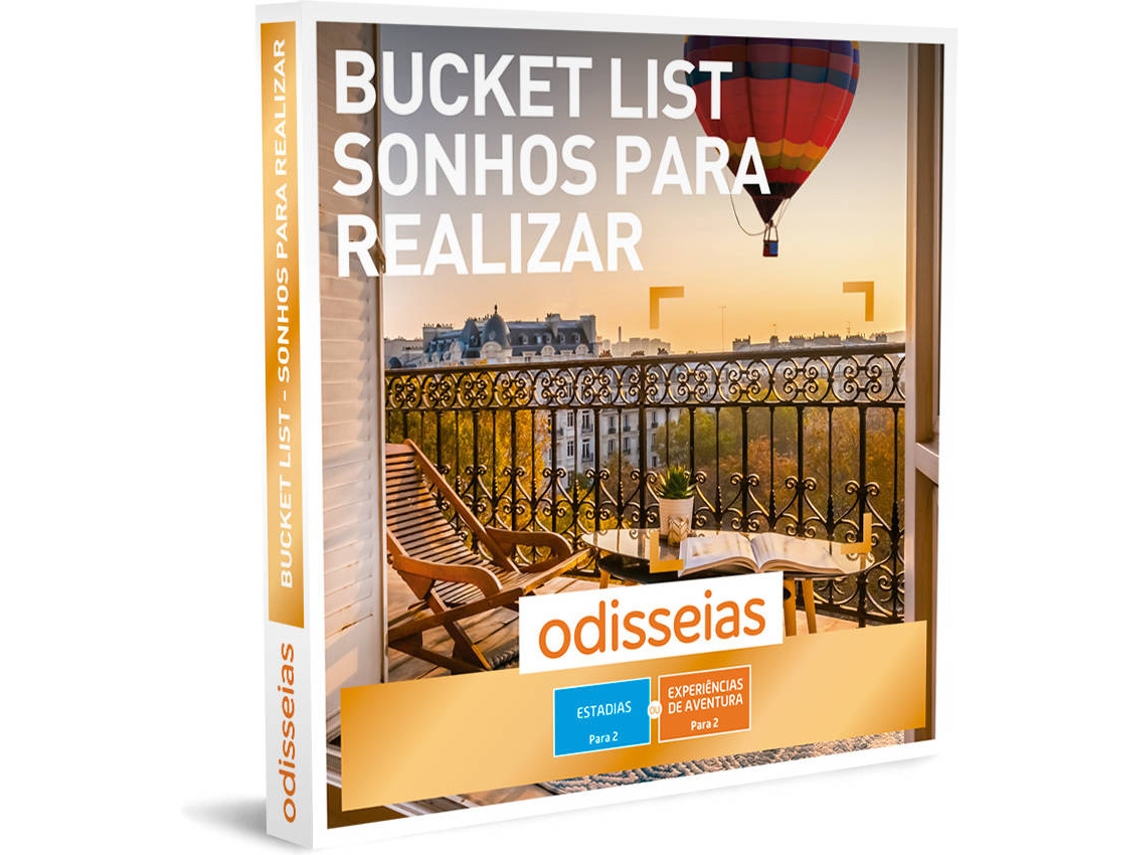 ODISSEIAS Pack Presente - Bucket List - Sonhos para Realizar | Experiência de alojamento ou Aventura para 1 ou 2 pessoas