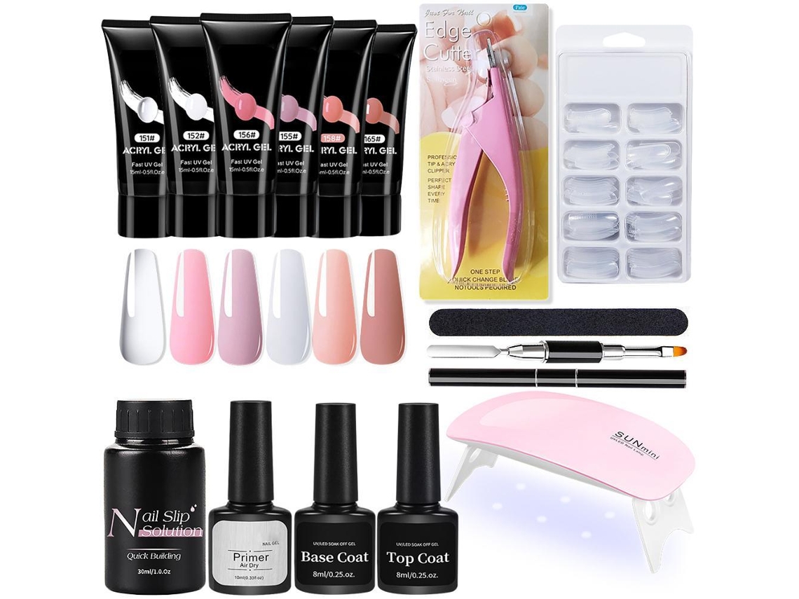 Kit De Gel Para Unhas Com Lâmpada Uv Conjunto Completo Para Iniciantes Extensão De Unhas E Acessórios