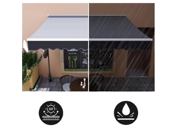 Toldo, Liga De Alumínio, 300 X 250 Cm, Operação Manual, Proteção Uv, À Prova De Chuva