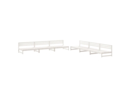 6 Pcs Conjunto Lounge de Jardim Pinho Maciço Branco MAISON EXCLUSIVE