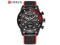 Relógio Masculino À Prova D'água (vermelho), Estilo Casual Com Três Mostradores Falsos, Relógio De Pulso Para Negócios Com Pulseira De Couro.
